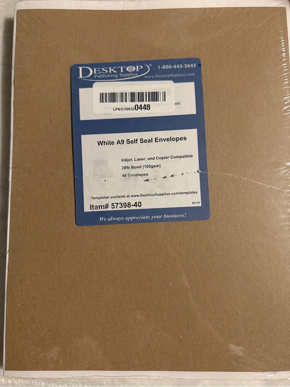 White A9 Self Seal Envelopes